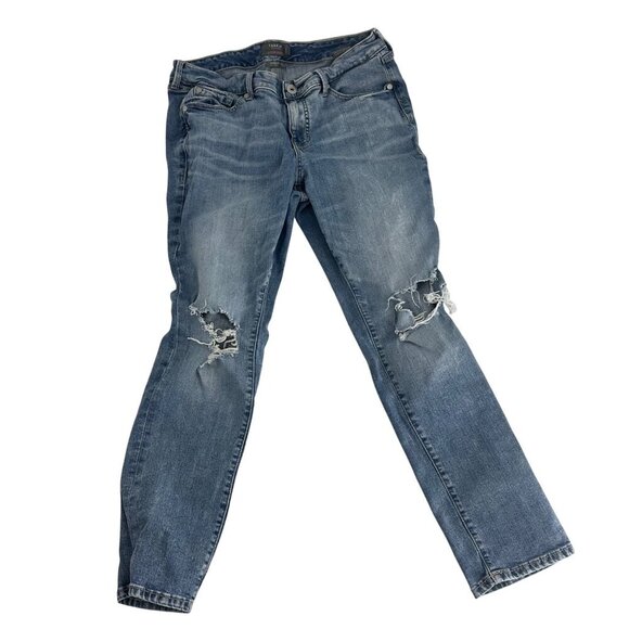 Torrid Boyfriend Straight Vintage Stretch Ripped Knee Jeans 10R Medium Wash Dist - Picture 1 of 7